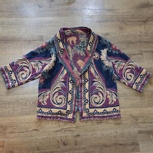 Handmade Blanket Sunflower Floral Oversized Cardigan Jacket OS Cottagecore Boho